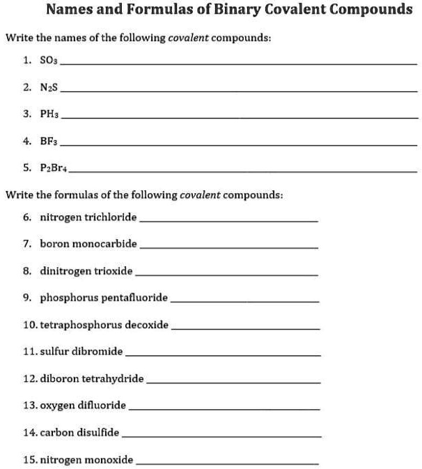 SOLVED: Please help me with this, please. Names and Formulas of Binary ...