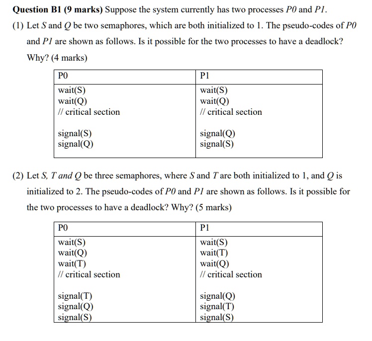 SOLVED: Question B1 (9 marks) Suppose the system currently has two ...