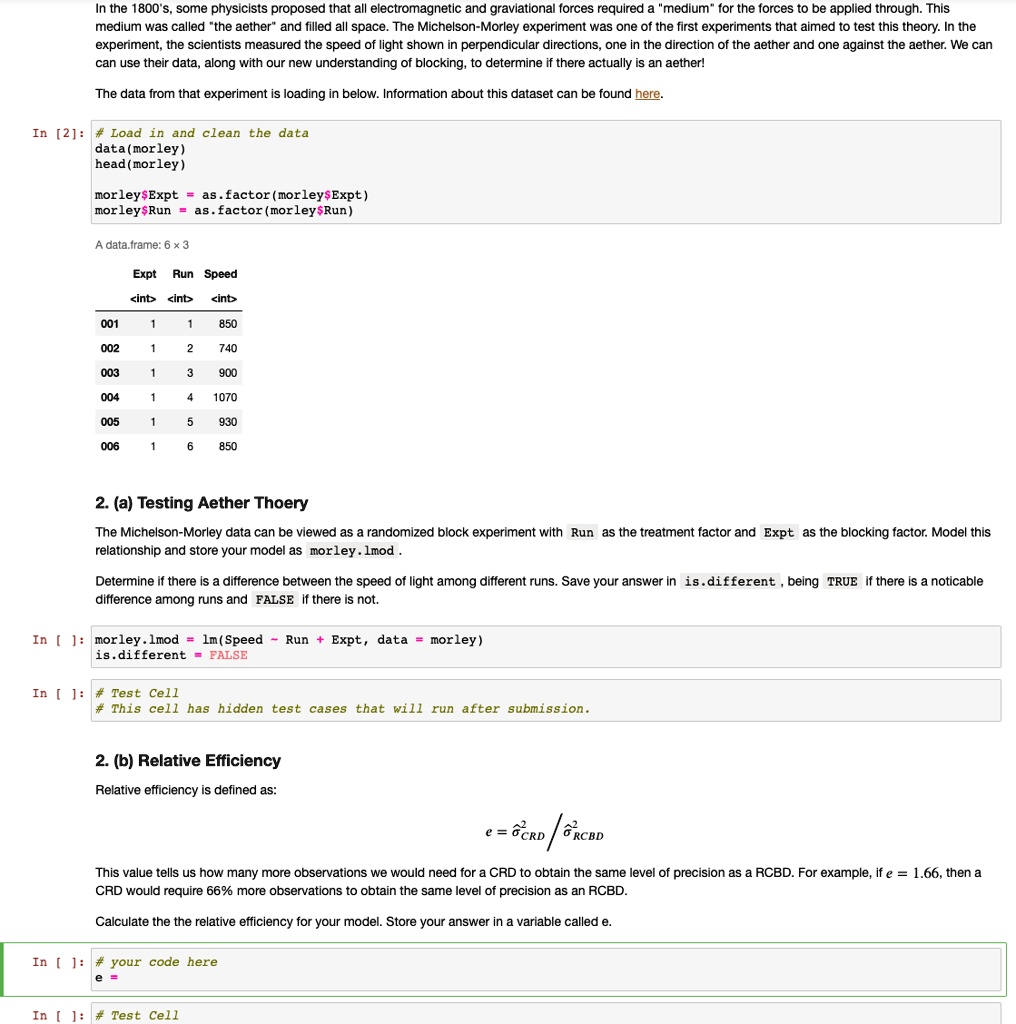 please help with question 2b for calculating the relative efficiency ...