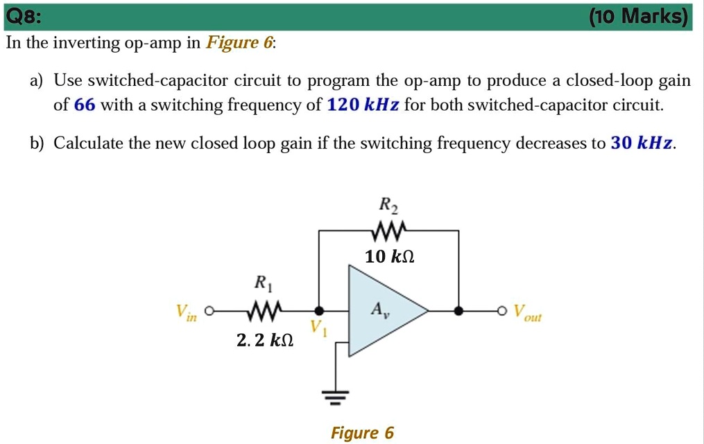SOLVED Q8 In the inverting Opamp in Figure 6 (10 Marks) Use