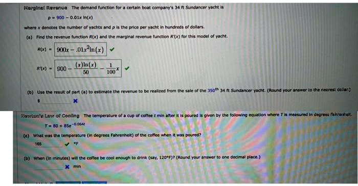 Solved Iarginrt Gerriaue Waannandnmnncroaetor Faneatnieann Manny Sudancct Vach O1 In Wnere Jenlotes Pummal Yechta 4no Tne Pnce Per Yacht Nunoimde Jollar Fiind Tho Rovcnue Iunction R X And Lhe Moralna Cvenut Function R X