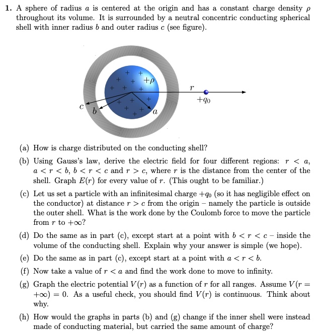 1. A sphere of radius a is centered at the origin and has a constant ...