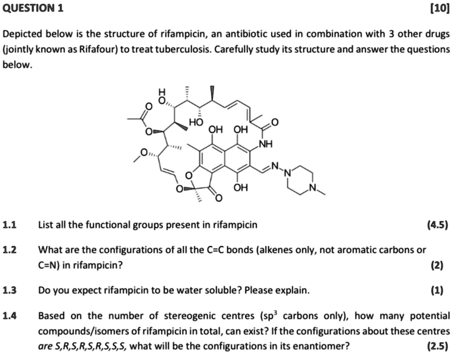 Depicted below is the structure of rifampicin, an antibiotic used in ...