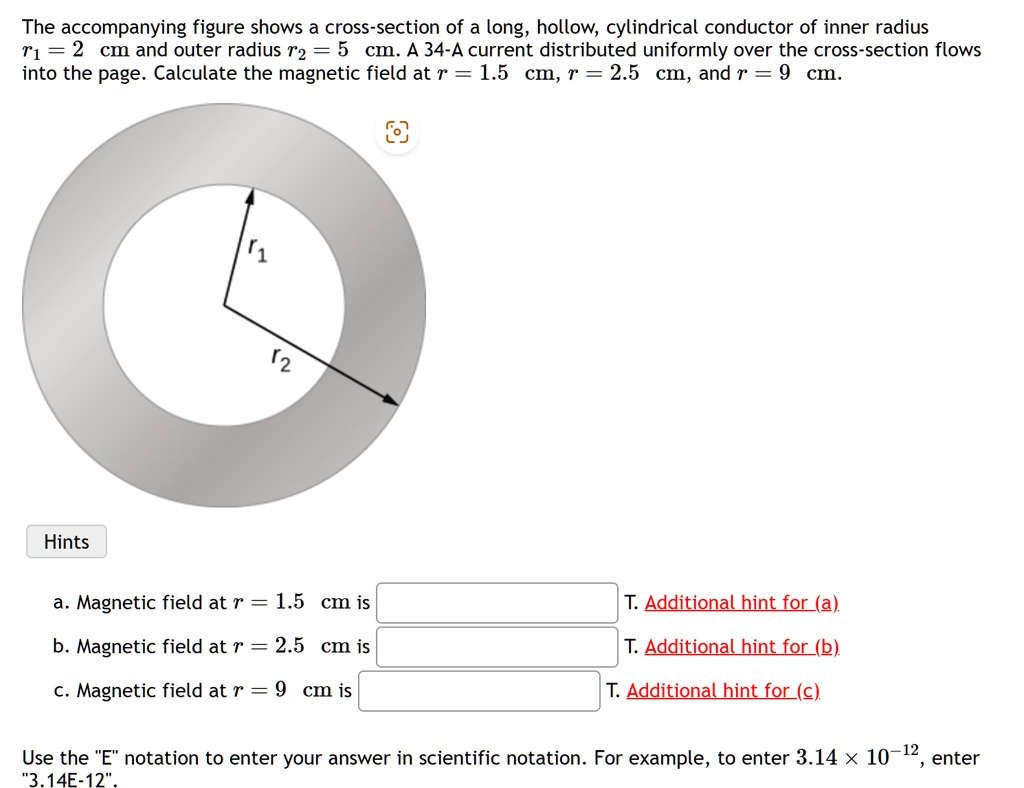 the accompanying figure shows a cross section of a long hollow ...