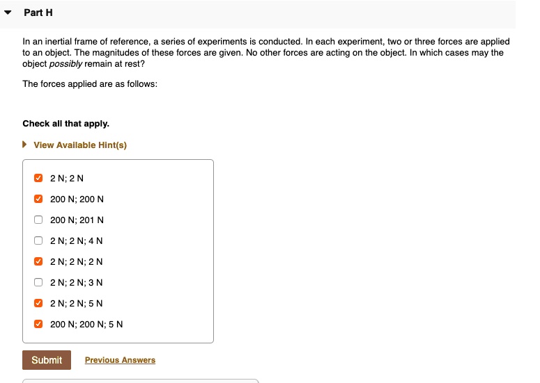 SOLVED: In an inertial frame of reference, a series of experiments are ...