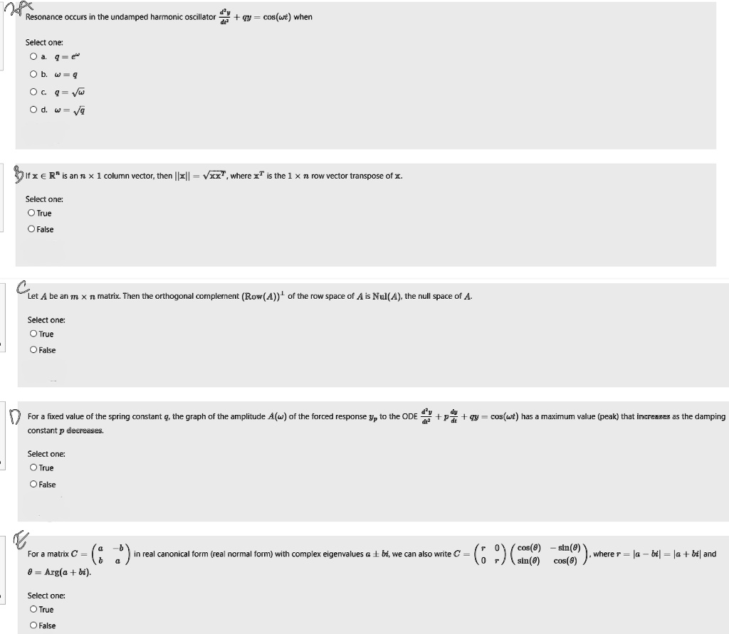 SOLVED Resonance occurs in the undamped harmonic oscillator "e + qy