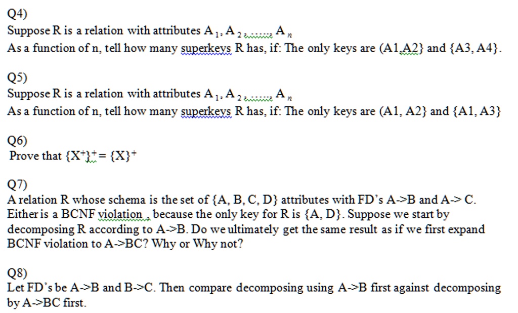 Solved Q4 Suppose R Is A Relation With Attributes A1 A2 An As A Function Of N Tell 5852