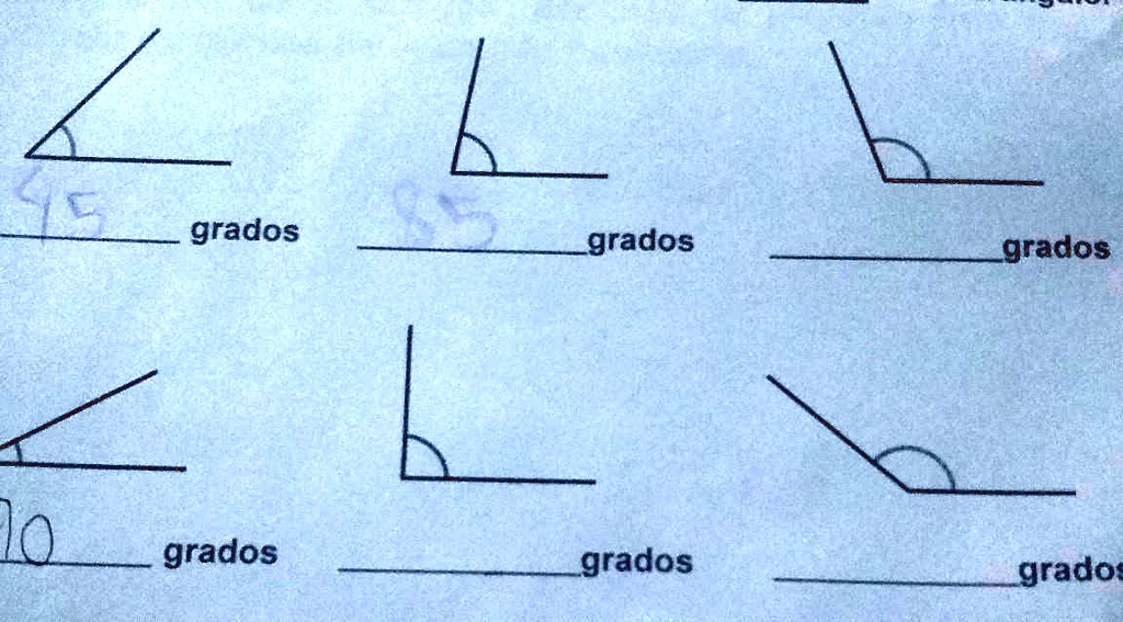 SOLVED: mide con un transportador y escribe la medida en grados de cada ...