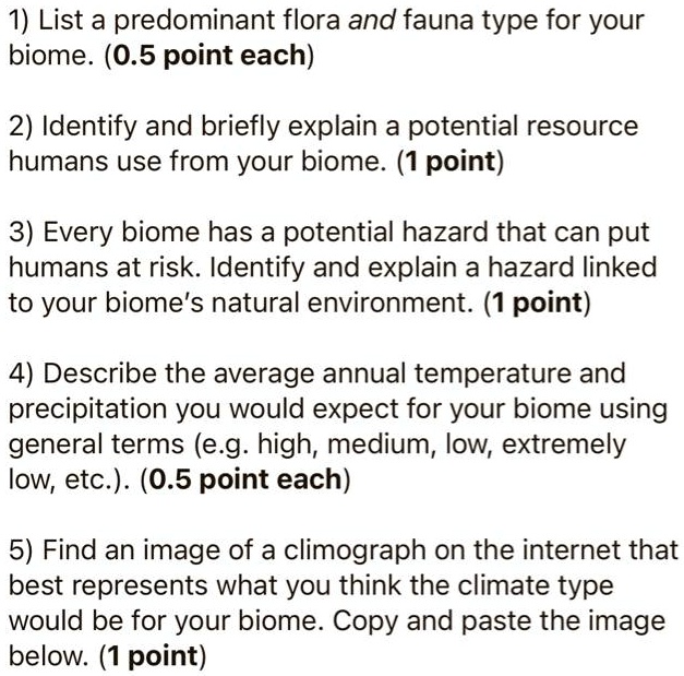 SOLVED: The biome is Tropical savanna. 1) List a predominant flora and ...