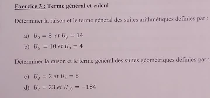 Exercice Suites Arithmétiques Et Géométriques www.numerade.com