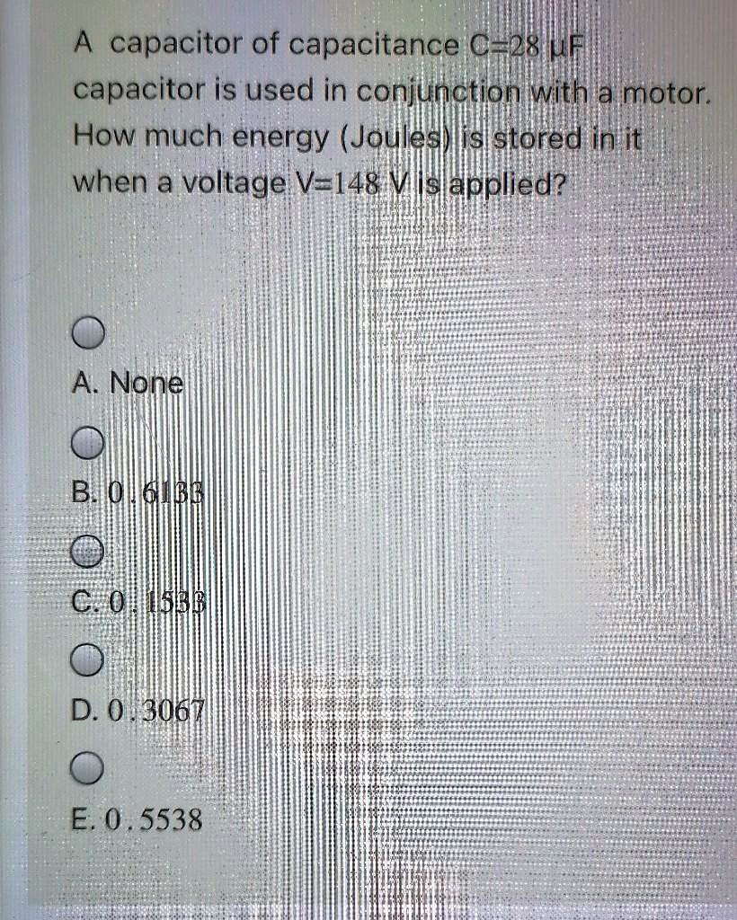 SOLVED A capacitor of capacitance C = 28.4 F is used in conjunction