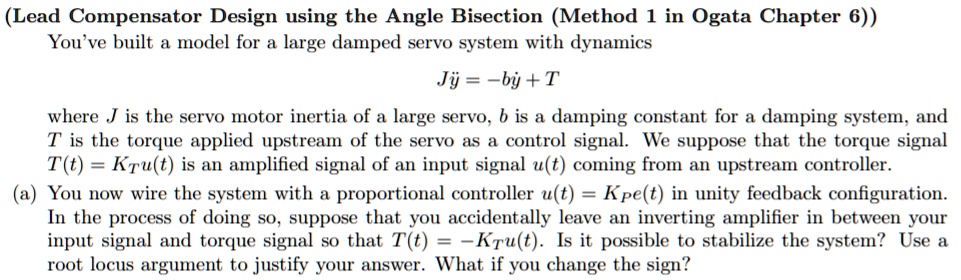 (Lead Compensator Design using the Angle Bisection (Method 1 in Ogata ...