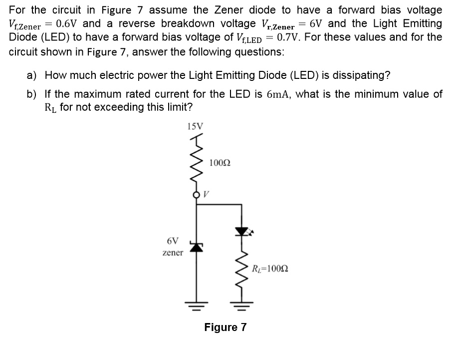SOLVED For the circuit in Figure 7, assume the Zener diode to have a