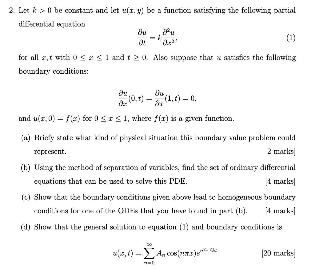 SOLVED: Let K > 0 Be A Constant And Let U(x,y) Be A Function Satisfying ...