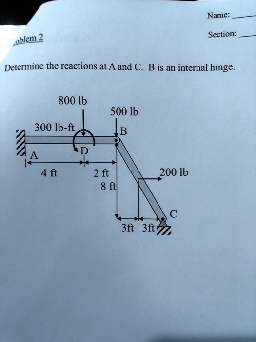 SOLVEDName Section Determine the reactions at A and C. B is an