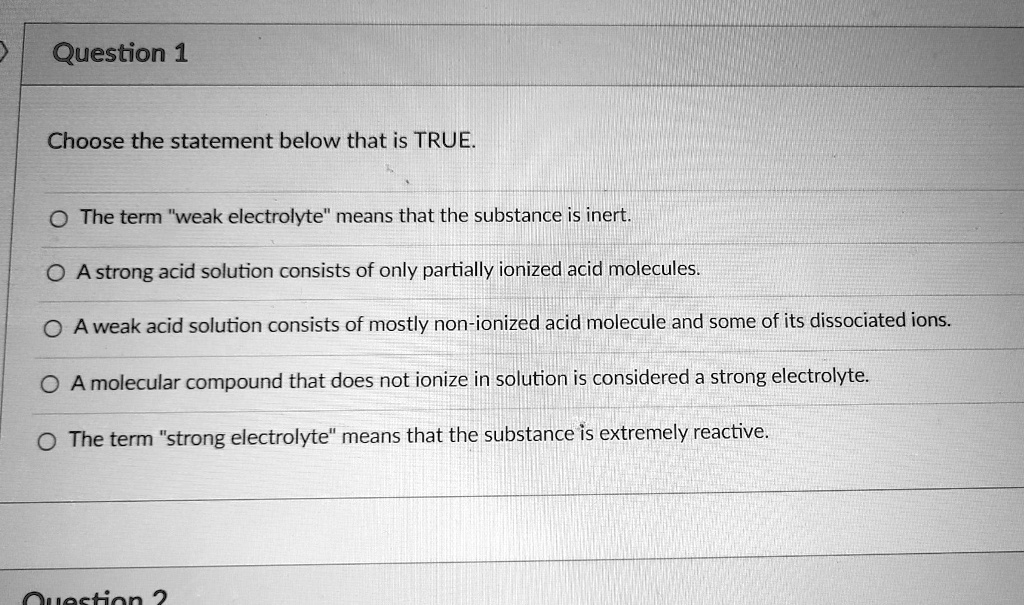 Inert Statement SOLVED: Choose the statement below that is TRUE: The term