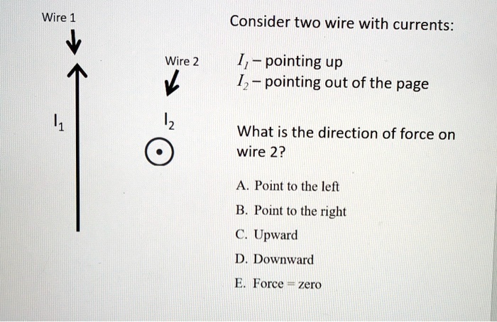 wire consider two wire with currents wire 2 pointing up pointing out of ...