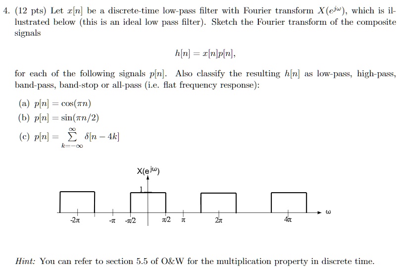 4 12 pts let n be a discrete time low pass filter with fourier ...