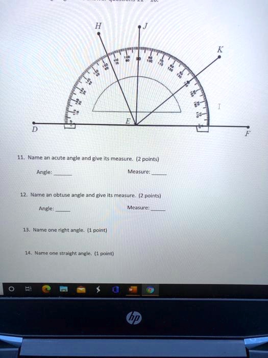 SOLVED: Name an acute angle and give its measure (2 points) Angle ...