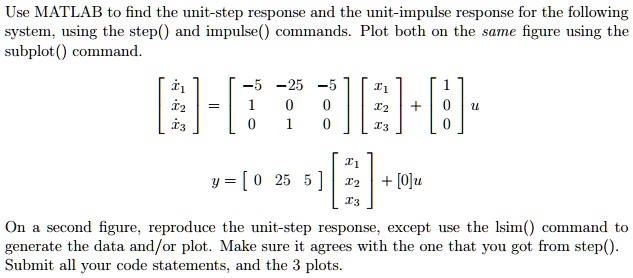 SOLVED: MATLAB HELP!!! Use MATLAB to find the unit-step response and ...