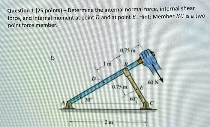 Question 1 (25 points) - Determine the internal normal force, internal ...