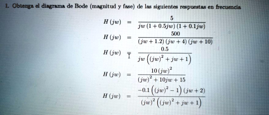 Obtain the Bode plots (magnitude and phase) for the following frequency ...