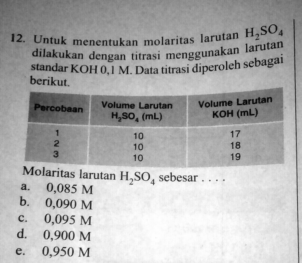 Solved Molaritas Larutan H2so4 Sebesartolong Bantuannya Ya Kak Dengan Caranya Hzso4 12 Untuk 2738