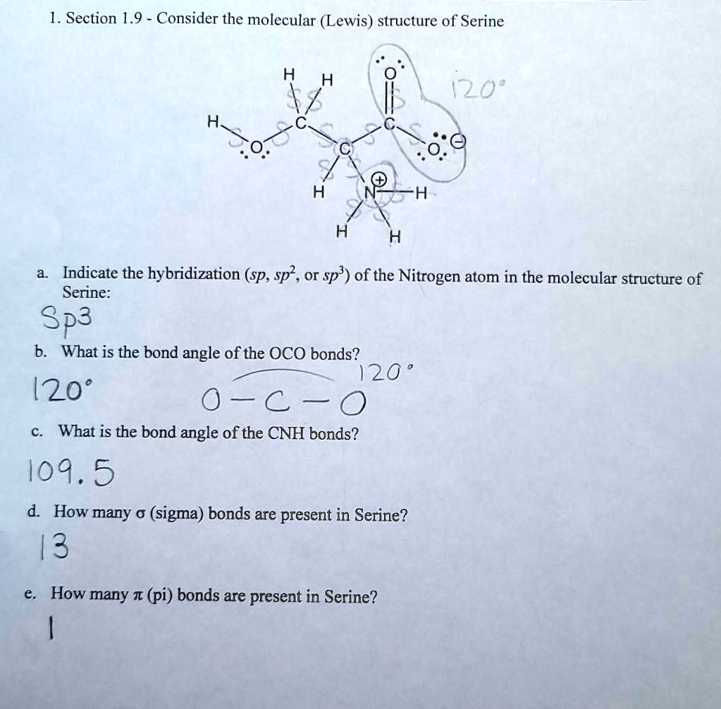 SOLVED 1. Section 1.9 Consider the molecular (Lewis) structure of