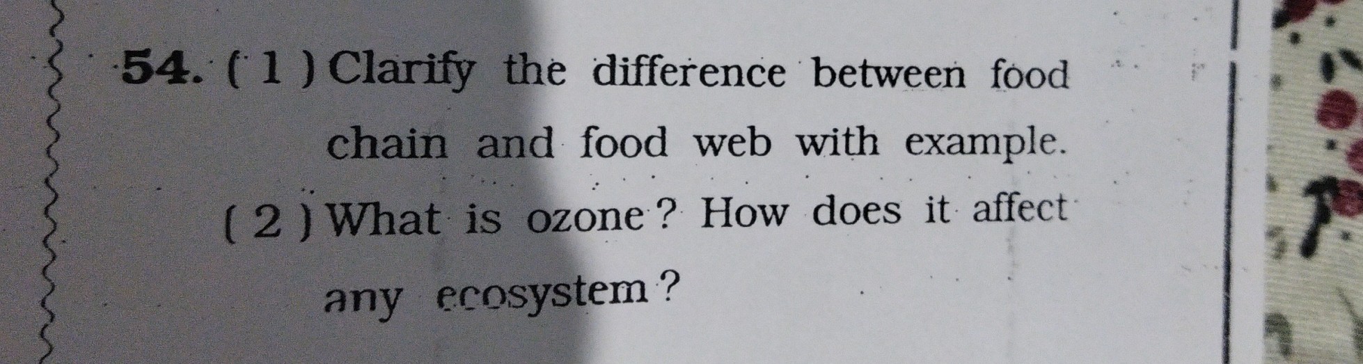 54. ( 1 ) Clarify the difference between food chain and food...