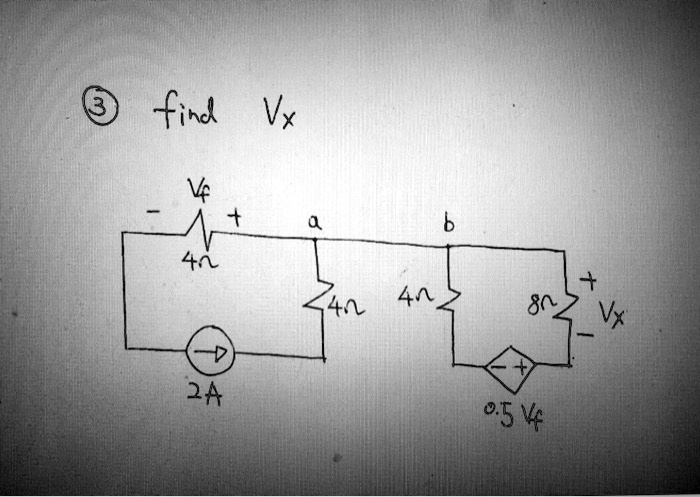 ? find Vx - Vf + 4? 2A a b 4? 4? 8? 0.5 Vf + Vx