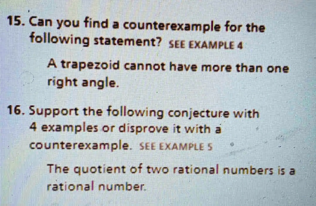 SOLVED 15. Can you find a counterexample for the following statement