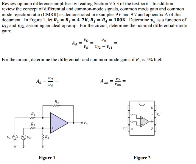 SOLVED Review opamp difference amplifier by reading Section 9.5.3 of