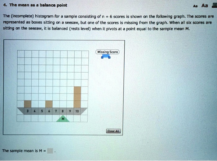 SOLVED The mean 8 balance point Aa The histogram for