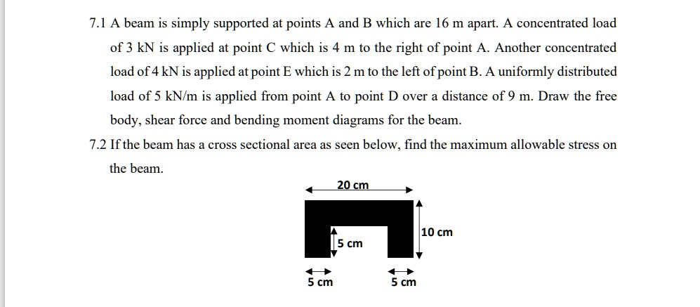 SOLVED: 7.1 A beam is simply supported at points A and B which are 16 m ...