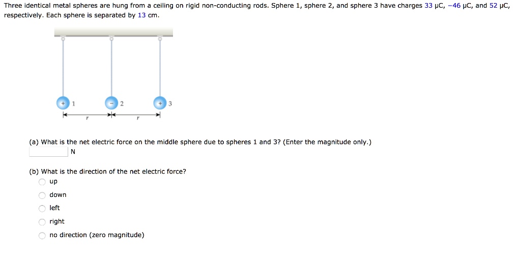 SOLVED Three identical metal spheres are hung from ceiling on rigid