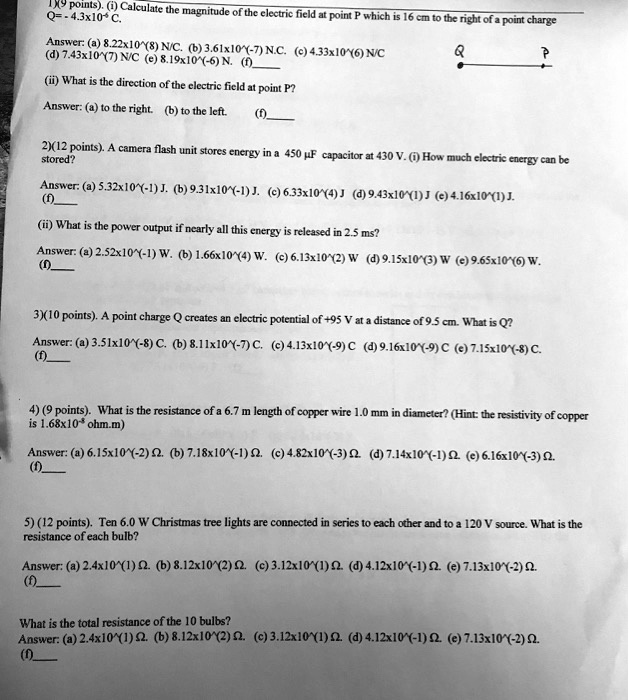 Solved Points I Caleulate The 43xlo Magnitude Of Thc Clectric Field Doint Which 16 Cm To The Nght Of Point Charge Answer 0 8 22x10 8 Nic 1743x10 T Nc 8 19x10 6 N 3 61x10 T Nc