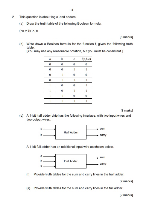 Video Solution 2 This Question Is About Logic And Adders A Draw The Truth Table Of The 