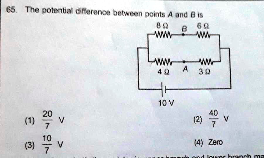 SOLVED: '65. The potential difference between points A and B is