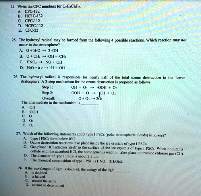 SOLVED: Write the CFC numbers for C H-CLFz CFC-132 HCFC-132 CFC-112