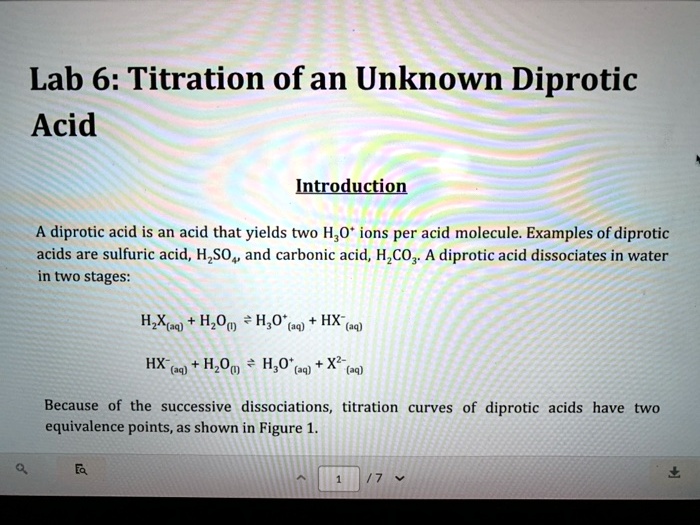 SOLVED: Lab 6: Titration of an Unknown Diprotic Acid Introduction ...