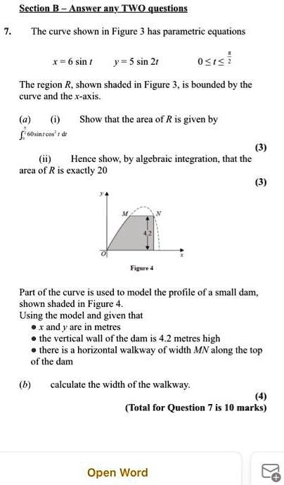 SOLVED:Section B_ Answer y TWOquestions The curve shown in Figure has ...