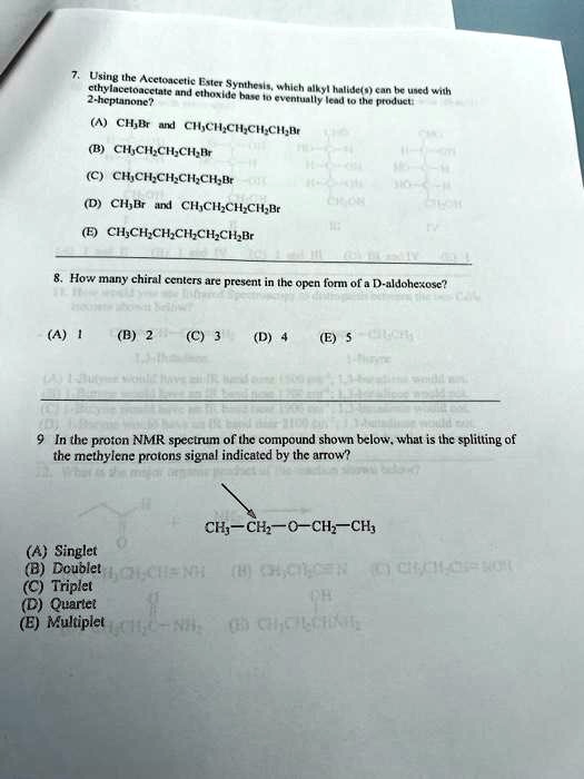 Solved 7 Using The Acetoacetic Ester Synthesiswhich Alkyl Halides Can Be Used With 2 6245