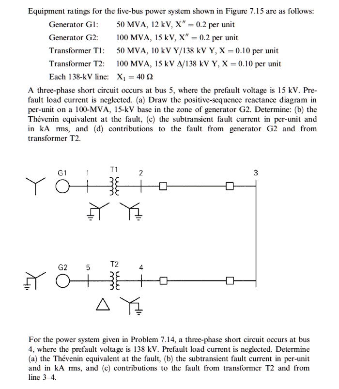 Equipment ratings for the five-bus power system shown in Figure 7.15 ...