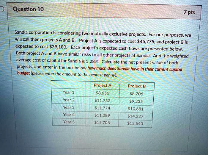 SOLVED Sandia Corporation is considering two mutually exclusive