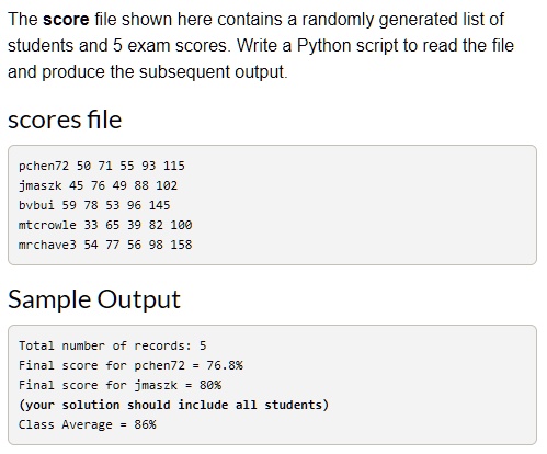 SOLVED: Python file = hw5.py (score file) text file = students2.txt The ...