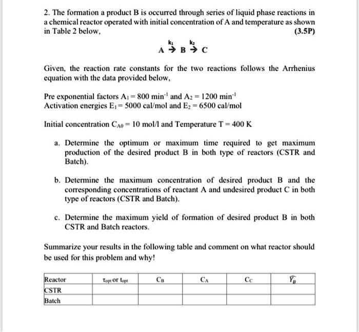SOLVED: The formation of product B occurs through a series of liquid ...