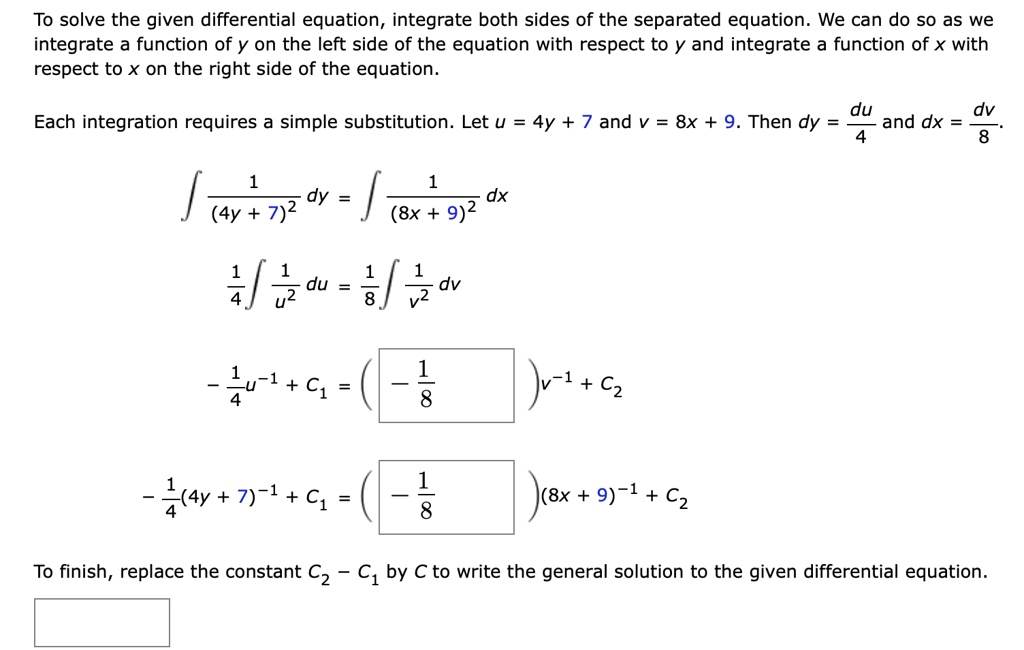 SOLVED: To solve the given differential equation, integrate both sides ...