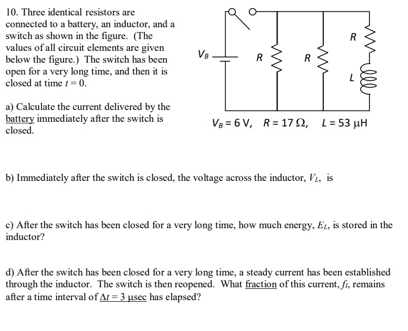 SOLVED 10. Three identical resistors are connected to a battery