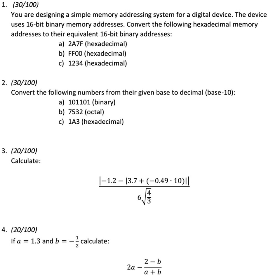 SOLVED: 1.You are designing a simple memory addressing system for a