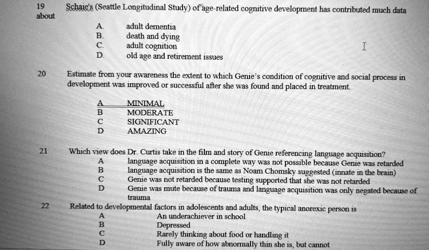 Schaie's theory clearance of cognitive development